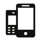 Zwei stilisierte Smartphones symbolisieren Mobilfunk und moderne Kommunikationstechnologie.