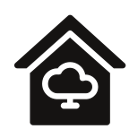 Symbol für Smart Home Cloud mit Haus und Wolke, Digitalisierung und Vernetzung.